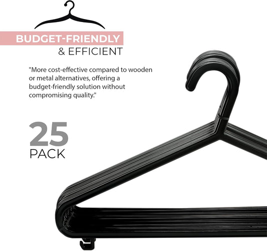 Roe Tenpo Black Coat Hangers - 25 Pack