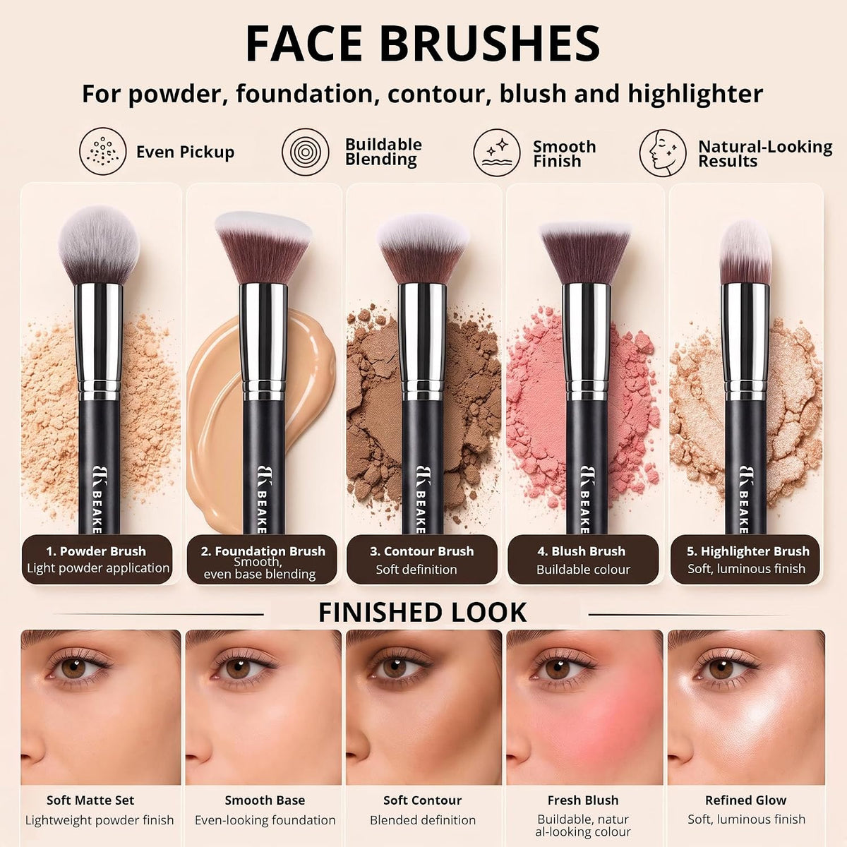 BEAKEY Makeup Brush Set